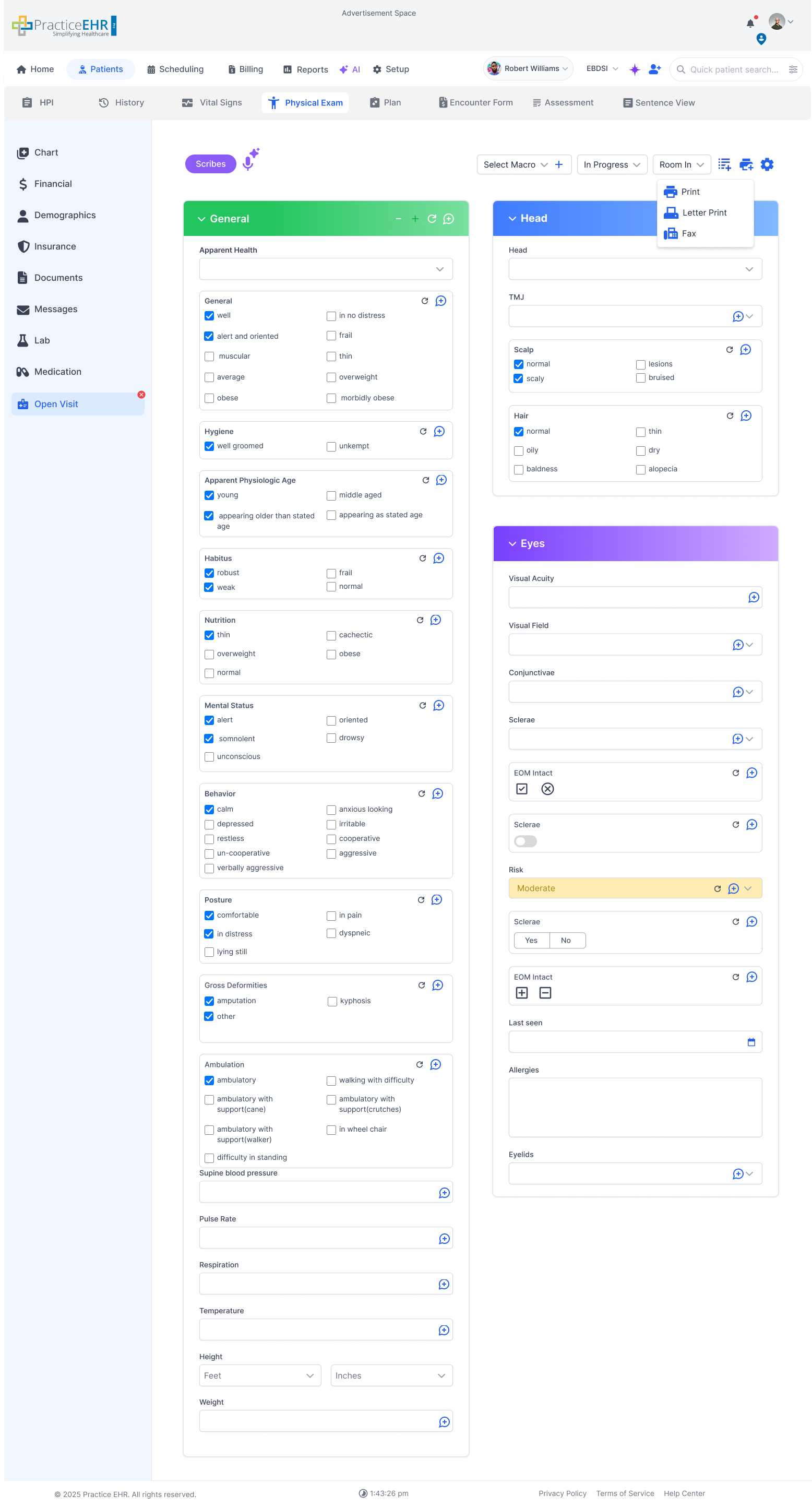 Open Visit Print Menu image